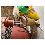 FLOWER POTS/ CROCKS & WOOD STOOL- BMT