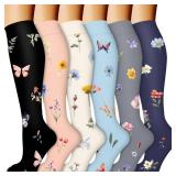 Laite Hebe Compression Socks for Women & Men Circulation(6 pairs)-Graduated Supports Socks for Running, Athletic Sports