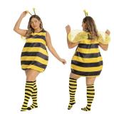 Lelike Bee Costume Adult Queen Bumble Bee Costume for Women Bumblebee Halloween Costumes 16-18