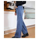 luvamia Wide Leg Jeans for Women Trendy High Waisted Double Side Seams Stretchy Denim Pants Trouser Jeans with Pockets Medium Blue Size X-Large Fits US Size 16-18