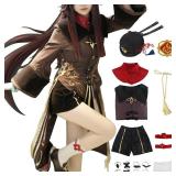 TMSREBU Hu Tao Cosplay Costume Halloween Outfit with Hat for Women Size- Medium