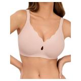 LUCKMEEY Bras for Women No Underwire Wave Push Up Wireless Bra Seamless Bras Full Coverage Bralettes Lift Everyday Bra Skin Size- XL