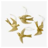 4pc Hammered Gold Metal Bird Ornaments Gold - Threshold designed with Studio McGee