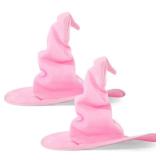 JenPen 2 Pcs Large Halloween Witch Hat for Women Oversize Velvet Ruched Wizard Wide Brim Hat Masquerade Party Cosplay(Pink)