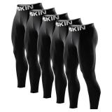 DRSKIN 5 Pack Mens Compression Pants Tights Leggings Sports Baselayer Running Athletic Workout Active (Classic B01 5P, Size L)