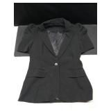 Newffr Womens Summer Blazers Casual Short Puff Sleeve Open Front Office Blazers Bussiness Jackets Work Suit Black Size- XS