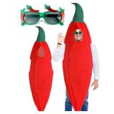 Mepase 2 Pcs Halloween Funny Chili Pepper Costume Red Chili Pepper Glasses Festivals Cookoff Cosplay Costume Accessories Artificial Vegetable Party Supplies