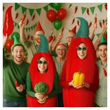 Mepase 2 Pcs Halloween Funny Chili Pepper Costume Red Chili Pepper Glasses Festivals Cookoff Cosplay Costume Accessories Artificial Vegetable Party Supplies