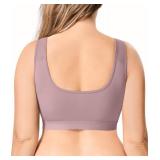 BRABIC Wireless Zip Front Closure Bras for Women No Underwire Full Coverage Comfort Everyday Post Surgery Compression Bra (US, Alpha, X-Large, Regular, Regular, Purple)