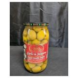 Tassos Double Stuffed Jalapeno-garlic Super Mammoth Greek Olives  35.27 Oz, Best By 2/28/26