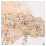 Song Qing 1920s Rhinestone Flapper Feather Headpiece Roaring 20s Great Gatsby Fascinators Accessories for Women (Type2 Tassel Champagne)