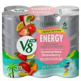 V8 +Energy Limited Edition Summertime Strawberry Juice Energy Drink  8 fl oz Can  6 Count