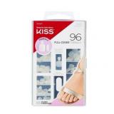 KISS Full-Cover Fake Press on Toenails with Patented Easy-Apply Tabs & Maximum Strength Nail Glue - 96 Count
