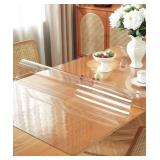 Clear Table Protector 27 x 47 Inch, 1.5mm Thick Plastic Table Cover, Waterproof PVC Clear Table Cover Protector, Coffee & Dining Room Table