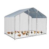 Metal Chicken Coop Upgrade Tri-Supporting Wire Mesh Chicken Run,Chicken Pen with Water-Resident and Anti-UV Cover,Duck Rabbit House Outdoor(10’ W x 6.6’ L x 6.5’ H)