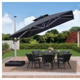 Purple Leaf11 x 11 Cantilever Umbrella Blue/grey -  W/ Matching Purple Leaf Stand Base *Retails $800*