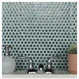 Box of 10 sheets of SomerTile - Hudson Penny Round Gloss Mosaic - Emerald *Retails $150 a Box*
