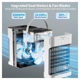 Portable Air Conditioners for Bedroom, Dual Motor Evaporative Air Cooler with 3 Speeds and 3 Mist, 7 Color Night Light Cooling Fan with 2-8H Timer, 1100ML Personal AC Unit for Office Room USED