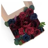 Forwedo Artificial Wedding Flowers Combo for Bouquets and Centerpieces, DIY Flowers (Burgundy and Navy) - Retail: $23