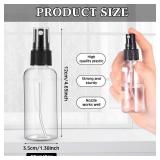 Roshtia 100 Pcs 2 oz Plastic Mini Spray Bottles with Black Cap Clear Empty Fine Mist Spray Bottles Refillable Liquid Container for Essential Oils Perfumes Travel Makeup - Retail: $36