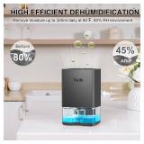 ToLife Dehumidifiers for Home 30 OZ Water Tank with Auto-Off 500 sq.ft Portable Small Dehumidifier for Bathroom Bedroom RV Closet Room 7 Colors LED Light, Gray - Retail: $38