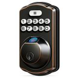Veise Fingerprint Door Lock, Keyless Entry, Auto Lock, Electronic Keypad Deadbolt for Front Door, Biometric, Anti-Peeking Password, Easy Install, Oil Rubbed Bronze - Retail: $45