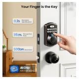 Veise Fingerprint Door Lock, Keyless Entry, Auto Lock, Electronic Keypad Deadbolt for Front Door, Biometric, Anti-Peeking Password, Easy Install, Oil Rubbed Bronze - Retail: $45
