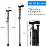 LIXIANG Walking Cane for Women for Stability Balance Folding Foldable Canes for Men Heavy Duty Collapsible Fashionable Decorative Cane Pure Black - Retail: $18