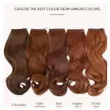 SARLA Invisible Wire Hair ExtensionsLong Wavy Curly Synthetic Hairpiece f with 3 Clips or Women Adjustable Transparent Headband 18 Inch Red Vino - Retail: $10