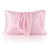 Bedsure Satin Pillowcase 2 Pack Similar to Silk Pillow Cases Standard Size, Pillow Case for Sleeping Women with Envelope Closure, Gifts for Women Men, Pink, 20x26 Inches, 2pcs - Retail: $8