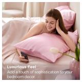 Bedsure Satin Pillowcase 2 Pack Similar to Silk Pillow Cases Standard Size, Pillow Case for Sleeping Women with Envelope Closure, Gifts for Women Men, Pink, 20x26 Inches, 2pcs - Retail: $8
