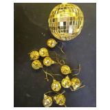 12 Pack Mini Disco Balls Decorations Different Sizes Mirror Ball with Hanging String Small Disco Ball Ornament for Disco Theme Party Cake Topper DJ Club Christmas Wedding Home Decor (Gold) - Retail: $