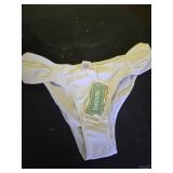 SHEKINI Womenfts Bikini Bottom Low Waisted Sexy Swimsuit Ruched Sides Hipster Swim Bottom (Medium(US 8-10), Venice White) - Retail: $23