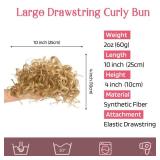 HOOJIH Curly Hair Bun, Elastic Drawstring Loose Wave Messy Bun 1PC Large Full Hair Bun Extension Hairpiece Short Synthetic Ponytail Extension for Women - Light Golden Blonde - Retail: $20