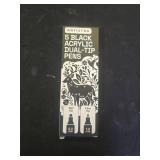 ARTISTRO 5 Black Dual-Tip Acrylic Paint Pens for Rock, Ceramic, Glass, Wood, Fabric - Black Markers for Acrylic Painting, 5mm Dot + 1mm Fine Tips - Retail: $10