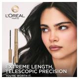 LftOreal Paris Makeup Telescopic Original Lengthening, Lash Separating Mascara with Dual Precision Brush, Washable, Blackest Black, 0.27 Fl Oz., 1 Count - Retail: $12