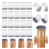 24 Pcs Chair Leg Floor Protectors Round, Silicone Felt Furniture Leg Pads Caps Covers for Hardwood Floors (Fit 816 to 1516) - Retail: $15