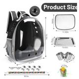 Bird Backpack Carrier, Travel Bird Cage for Small Medium Size Parrot Parakeet Budgies Cockatiel, Portable Clear Bubble Window Bag with Stainless Steel Tray Food Bolw Standing Perch (Black) - Retail: $