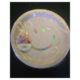 xo, Fetti Smiley Paper Plates - 24 pk, 9\ | Happy Pastel Birthday Party Decorations, Cute Bachelorette Party, Cool Cake Plates - Retail: $15in
