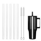 Replacement Straws for Hydrojug traveler 40 oz, Reusable Plastic Straws Compatible with Hydrojug Cup, Clear Transparent Straight Drinking Straws, Set of 5 Reusable Straws with 2 Cleaning Brushes - Ret