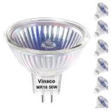 Vinaco MR16 Bulb?6 Pack MR16 Halogen Bulb 50W GU5.3 Base, 800LM High Output MR16 12V 50W Halogen, 2800K Warm White MR 16 Dimmable with Clear Glass Cover, MR 16 GU5.3 for Landscape, Track Lights - Reta
