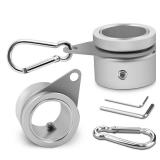 Flag Pole Rings, Aluminum Alloy Flagpole Rings 360° Rotating Anti Wrap Mounting Ring, Spinning Clips with Carabiner for 0.75-1.02 Inch Diameter- Pack of 2 (Matte Silver) - Retail: $9