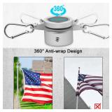Flag Pole Rings, Aluminum Alloy Flagpole Rings 360° Rotating Anti Wrap Mounting Ring, Spinning Clips with Carabiner for 0.75-1.02 Inch Diameter- Pack of 2 (Matte Silver) - Retail: $9