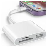 SZHAIYIJIN SD Card Reader for iPhone, Memory Card Reader with USB Camera Adapter Plug and Play Trail Game Camera Viewer Supports SD and TF Card MicroSD Card Adapter for iPad No App Required - Retail: 