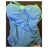Aidonger One Piece Swimsuit Tummy Control Color Block Bathing Suits for Women Ruched Slimming Swim Suit Tie Back Medium