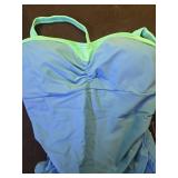 Aidonger One Piece Swimsuit Tummy Control Color Block Bathing Suits for Women Ruched Slimming Swim Suit Tie Back Medium