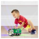 Zetz Brands Toy Garbage Truck with 4D Lights and Sounds for Boys, Toddlers, Kids 3+ - Trash Trucks Vehicle, Push Toy Car, Bump and Go wRecycle and Sanitation Sticker  Ideal Birthday - Retail: $20