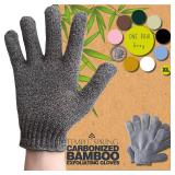 Temple Spring Exfoliating Glove, Rayon Bamboo Exfoliating Body Scrubber, Loofah Washcloth, Exfoliate Loofa Shower Scrubber, Body Exfoliator Scrub, Shower Loofah Bath Sponge - Grey XL - Retail: $5