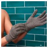 Temple Spring Exfoliating Glove, Rayon Bamboo Exfoliating Body Scrubber, Loofah Washcloth, Exfoliate Loofa Shower Scrubber, Body Exfoliator Scrub, Shower Loofah Bath Sponge - Grey XL - Retail: $5