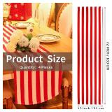 4 Pieces Red and White Striped Table Runner Carnival Tablecloth Polyester Elegant Classic Table Decor Machine Washable for Indoor Outdoor Events Family Banquet Parties and Celebrations (12 x 72 Inch) 